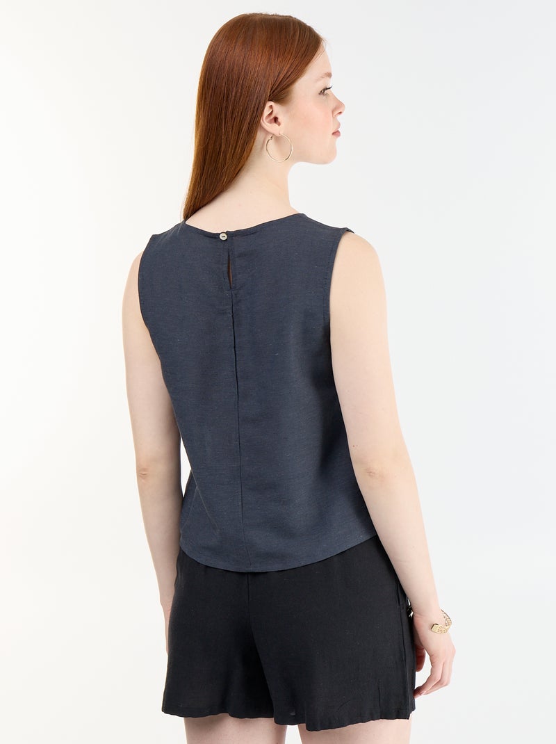 Top senza maniche con scollo rotondo Blu - Kiabi