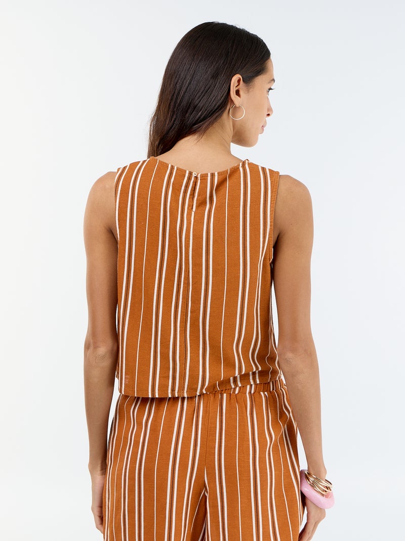 Top senza maniche con scollo rotondo Marrone - Kiabi