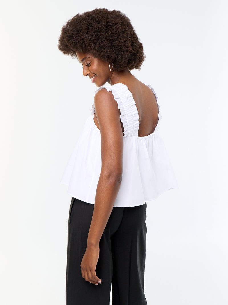 Top senza maniche con spalline a volant Bianco - Kiabi