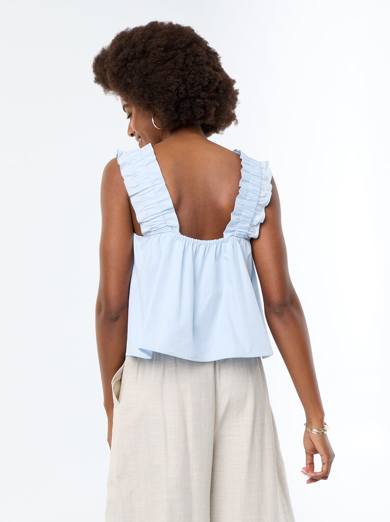 Top senza maniche con spalline a volant Blu - Kiabi