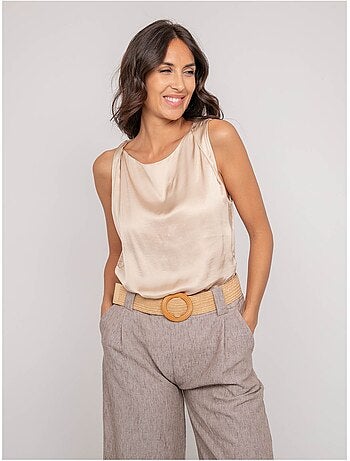 Top senza maniche effetto satin FARESSIE
