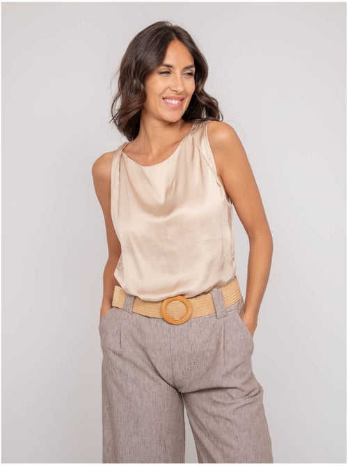 Top senza maniche effetto satin FARESSIE - Kiabi Top senza maniche effetto satin FARESSIE - Kiabi
