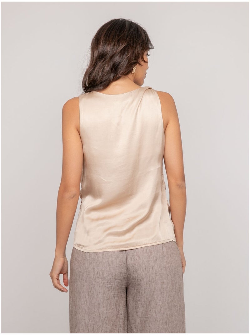 Top senza maniche effetto satin FARESSIE Beige - Kiabi