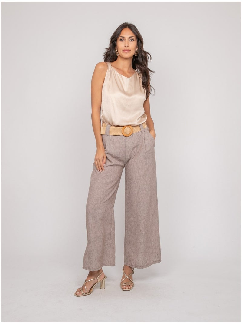 Top senza maniche effetto satin FARESSIE Beige - Kiabi