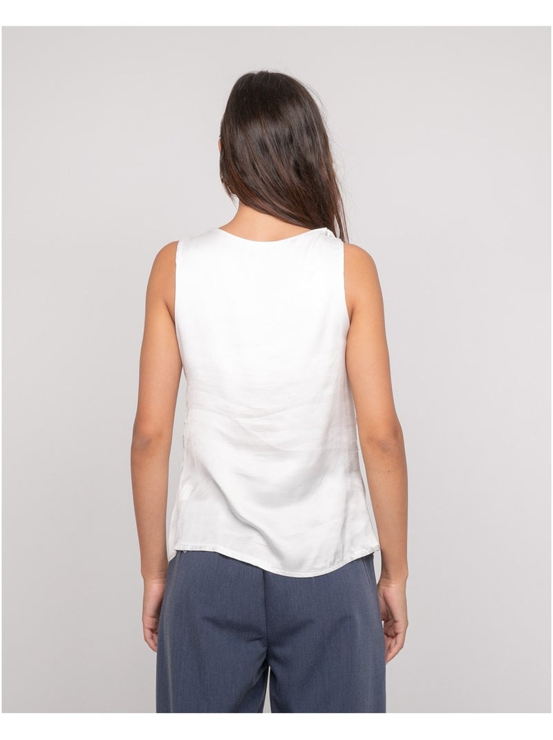 Top senza maniche effetto satin FARESSIE Bianco - Kiabi