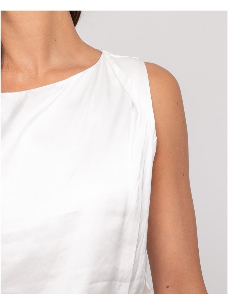 Top senza maniche effetto satin FARESSIE Bianco - Kiabi