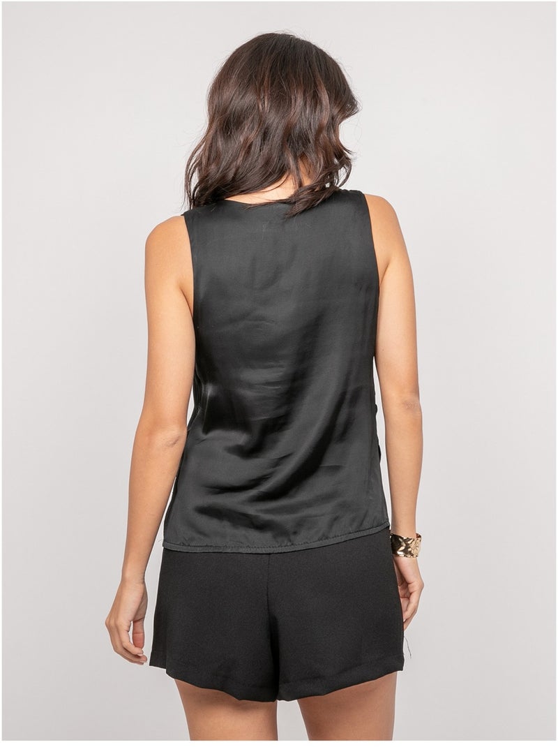Top senza maniche effetto satin FARESSIE Nero - Kiabi