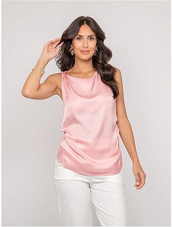 Top senza maniche effetto satin FARESSIE
