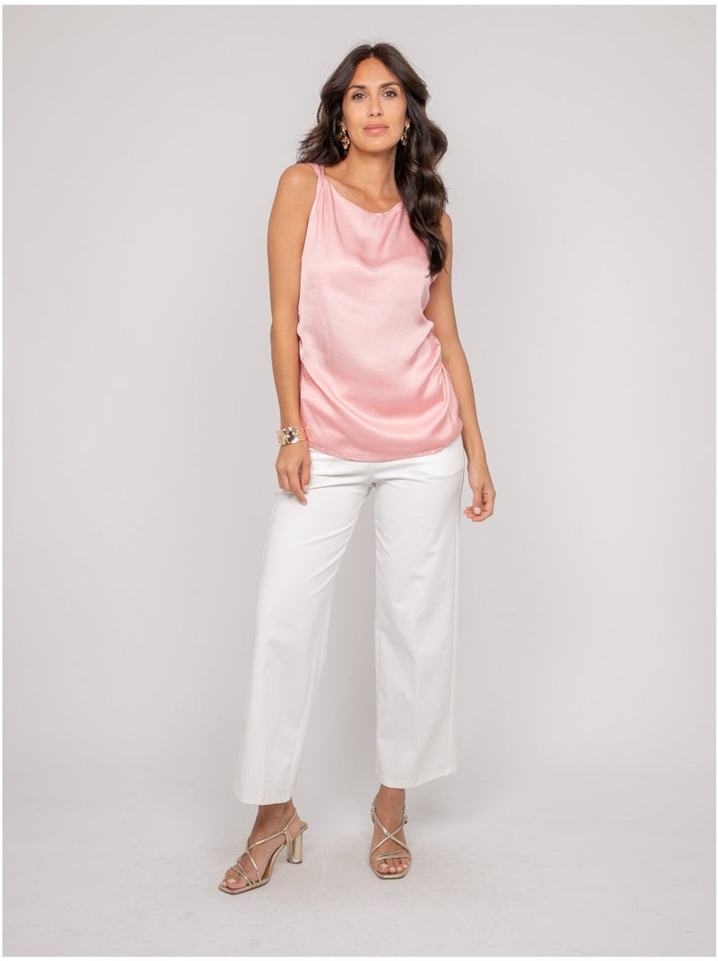 Top senza maniche effetto satin FARESSIE Rosa - Kiabi