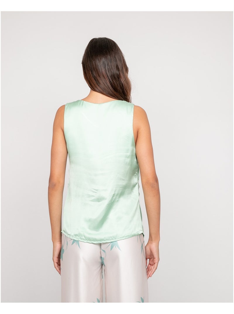 Top senza maniche effetto satin FARESSIE Verde acqua - Kiabi