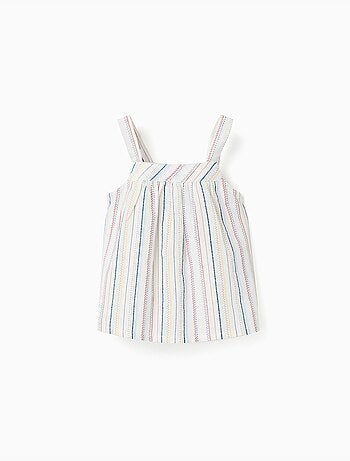 Top senza maniche in cotone con a righe etniche B&S