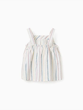 Top senza maniche in cotone con a righe etniche B&S