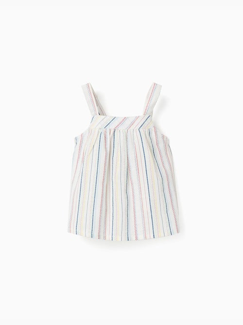 Top senza maniche in cotone con a righe etniche B&S - Kiabi Top senza maniche in cotone con a righe etniche B&S - Kiabi