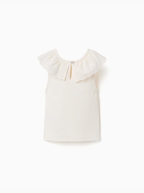Top senza maniche in cotone con Collo ricamato - Kiabi