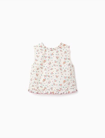 Top senza maniche in cotone con motivo floreale