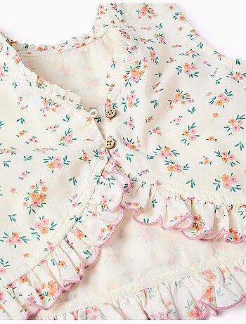 Top senza maniche in cotone con motivo floreale