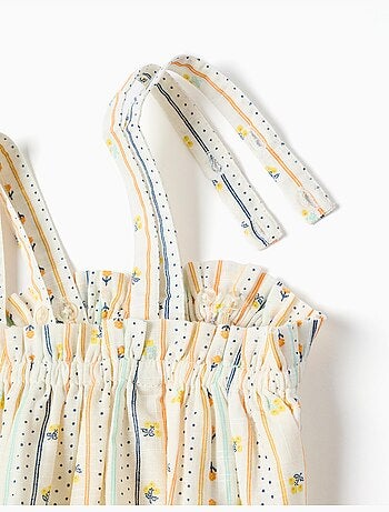 Top senza maniche in cotone con motivo floreale