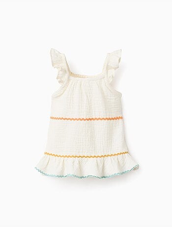 Top senza maniche in cotone con rouches