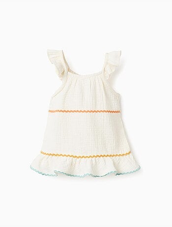 Top senza maniche in cotone con rouches