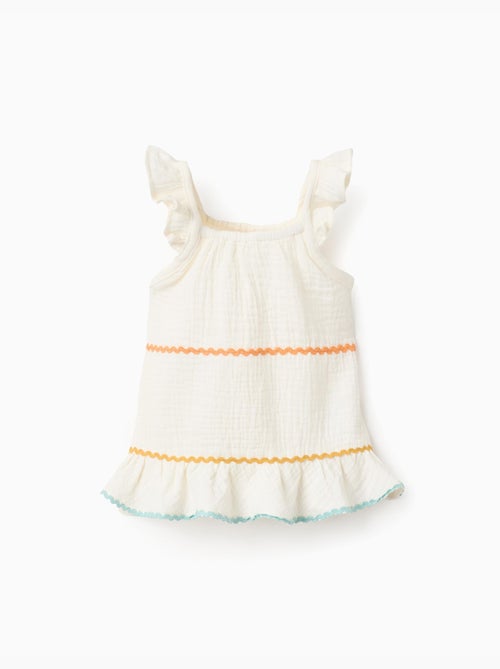 Top senza maniche in cotone con rouches - Kiabi