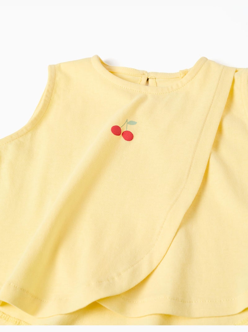 Top senza maniche in cotone con stampa ciliegia Giallo chiaro - Kiabi