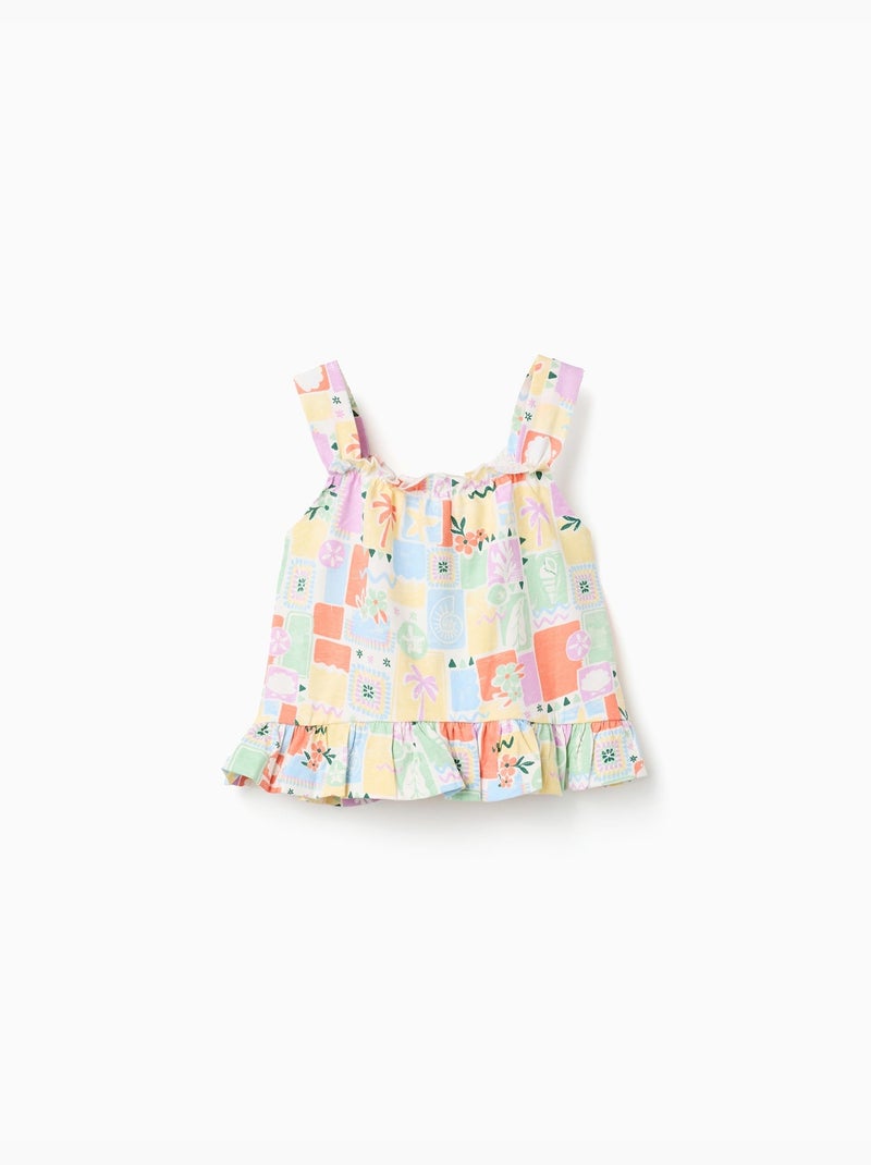 Top senza maniche in cotone con stampa colorata Bianco - Kiabi