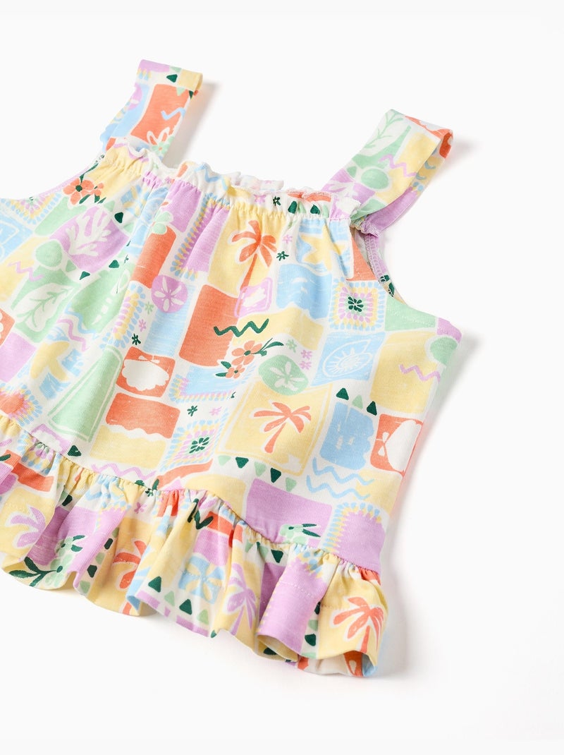 Top senza maniche in cotone con stampa colorata Bianco - Kiabi