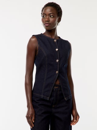 Top senza maniche in denim