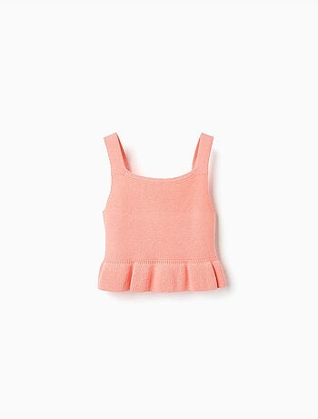 Top senza maniche in maglia con volant