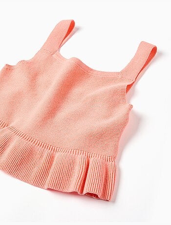 Top senza maniche in maglia con volant