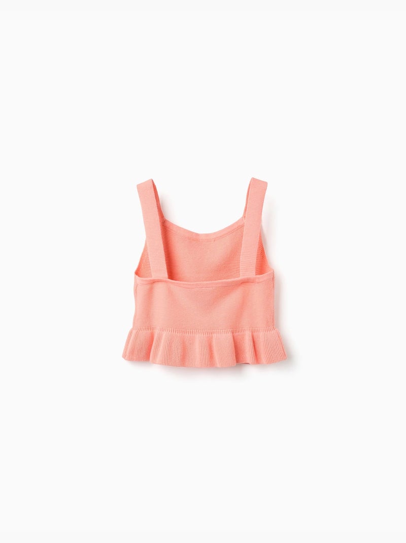 Top senza maniche in maglia con volant Arancione corallo - Kiabi