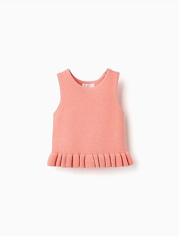 Top senza maniche in maglia con volant
