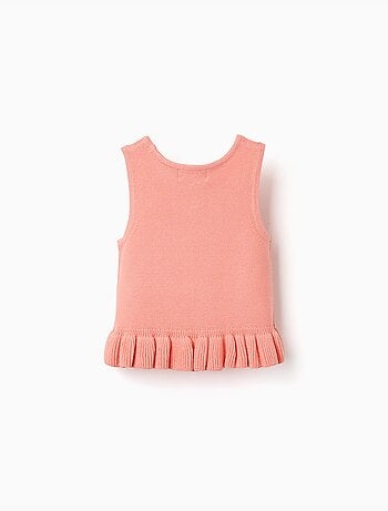 Top senza maniche in maglia con volant