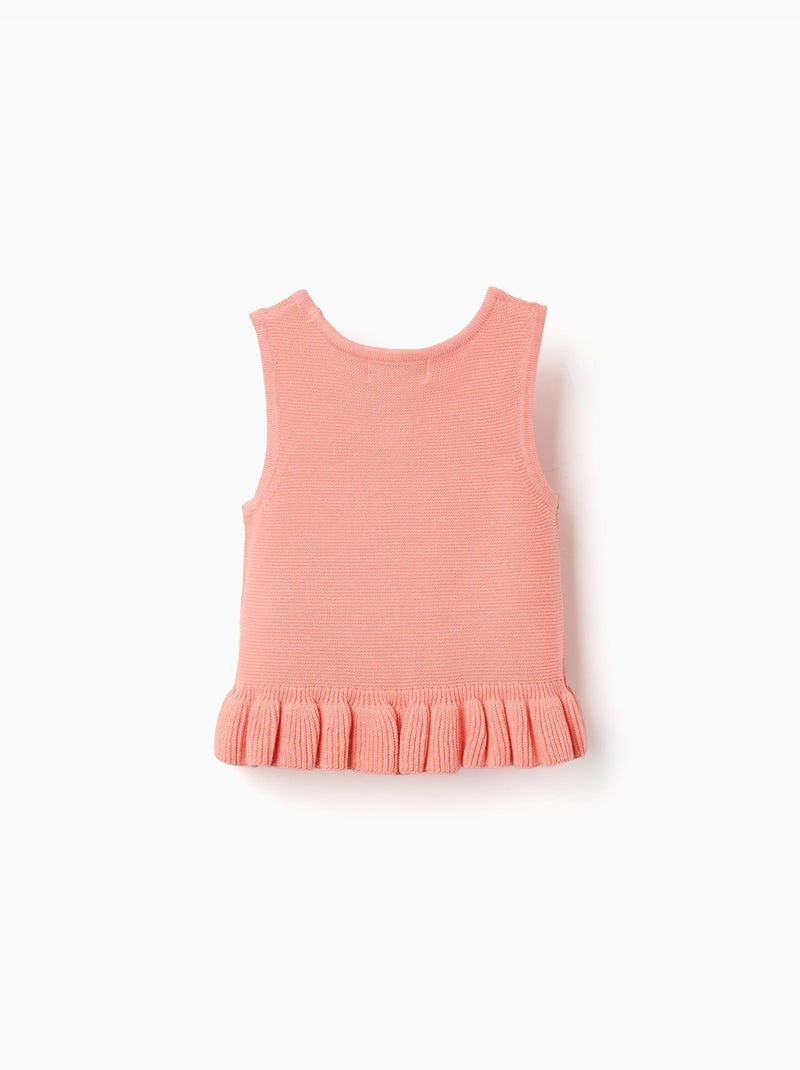 Top senza maniche in maglia con volant Arancione corallo - Kiabi