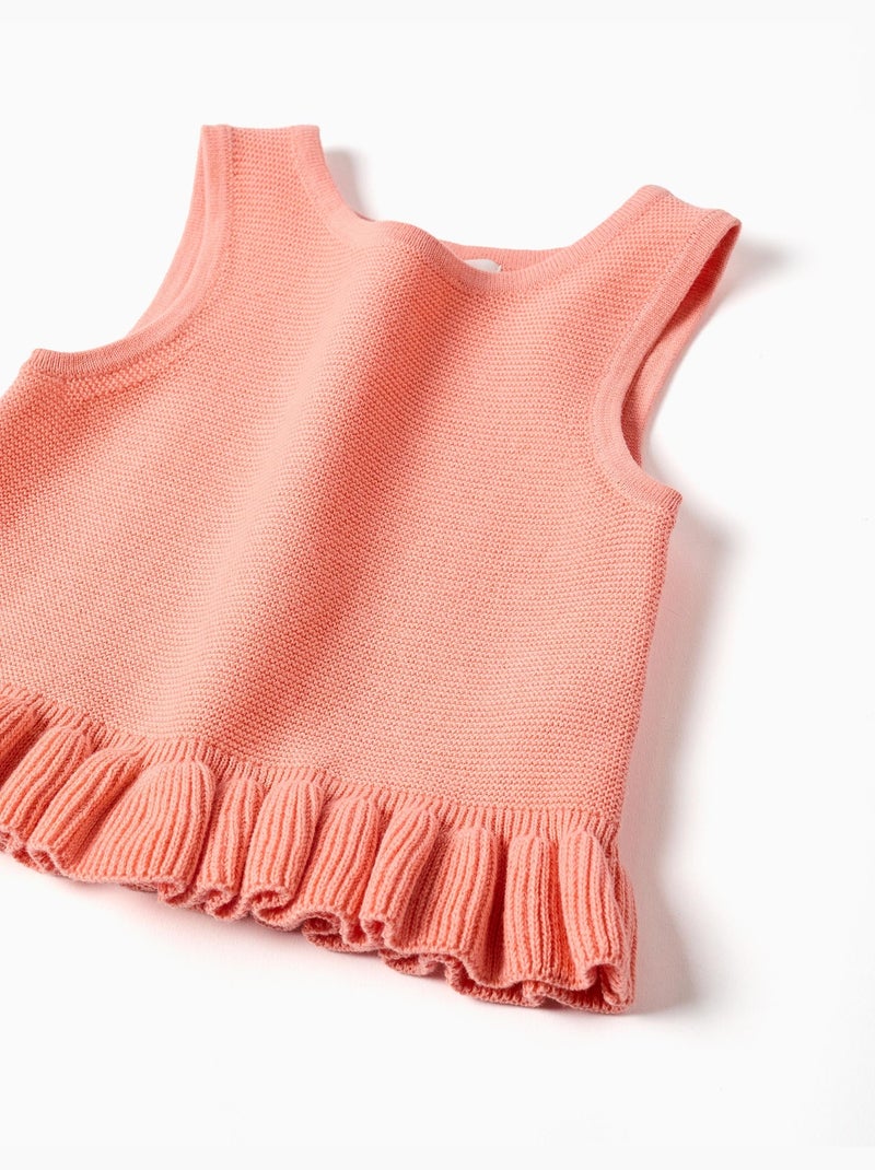 Top senza maniche in maglia con volant Arancione corallo - Kiabi