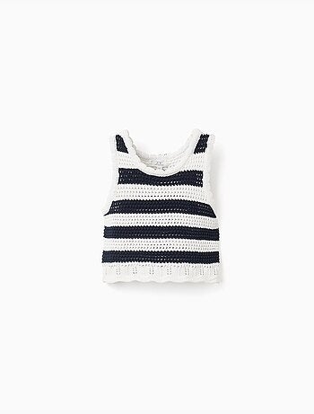 Top senza maniche in maglia di cotone a righe