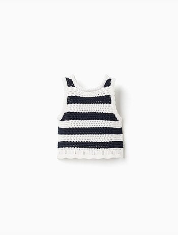 Top senza maniche in maglia di cotone a righe