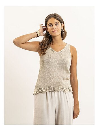 Top senza maniche in maglia lurex KENATRA