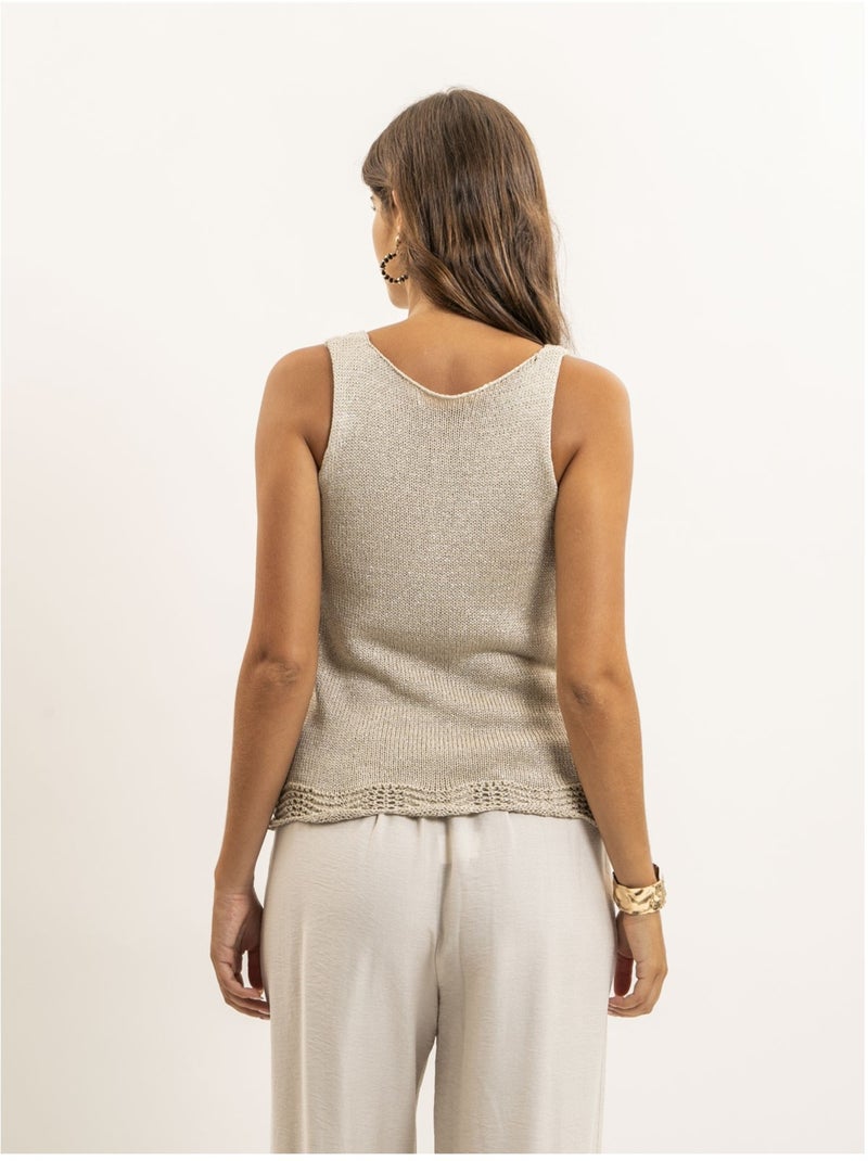 Top senza maniche in maglia lurex KENATRA Beige - Kiabi
