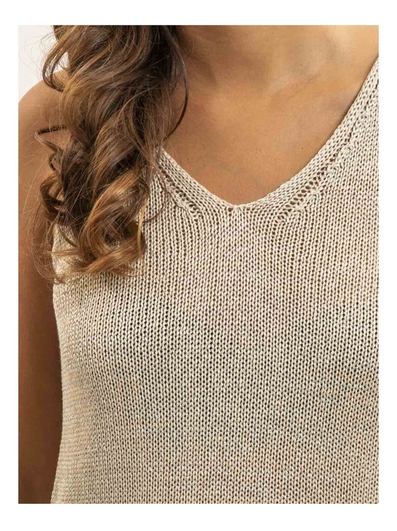 Top senza maniche in maglia lurex KENATRA Beige - Kiabi