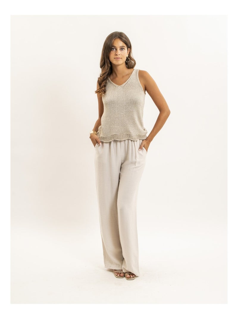 Top senza maniche in maglia lurex KENATRA Beige - Kiabi