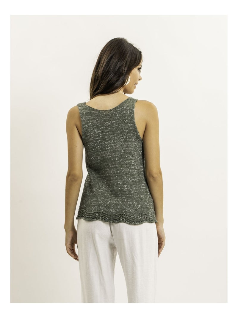 Top senza maniche in maglia lurex KENATRA Cachi - Kiabi