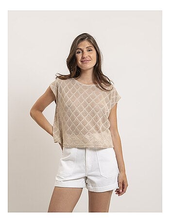 Top senza maniche in maglia traforata FEPIRA