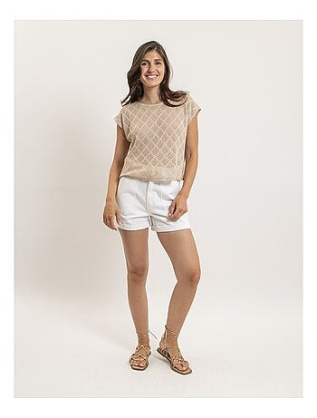Top senza maniche in maglia traforata FEPIRA