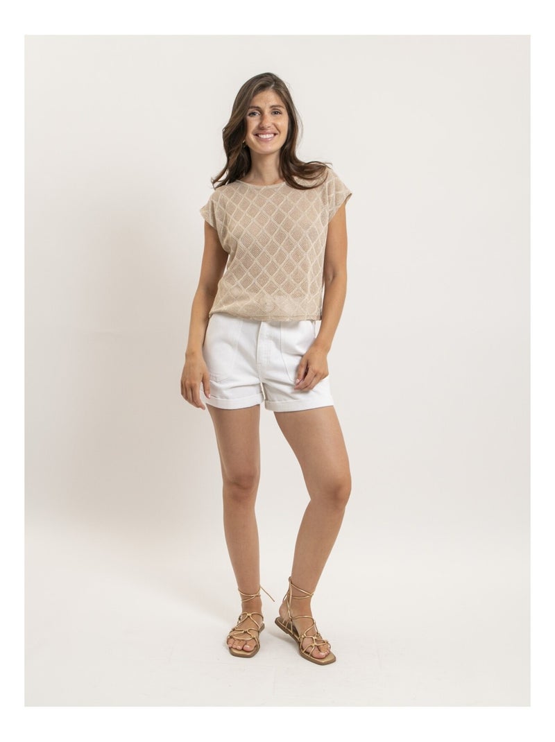 Top senza maniche in maglia traforata FEPIRA Nero Dorato - Kiabi