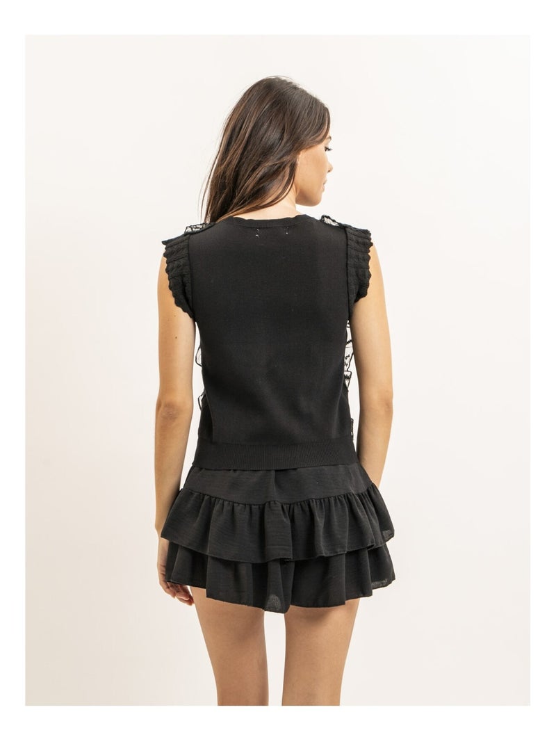 Top senza maniche in pizzo FEVIA Nero - Kiabi