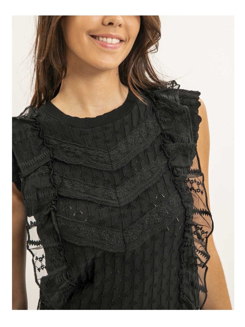 Top senza maniche in pizzo FEVIA Nero - Kiabi