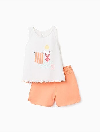 Top senza maniche + pantaloncini in cotone
