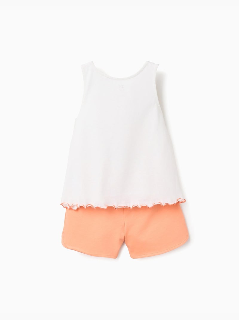 Top senza maniche + pantaloncini in cotone Bianco - Kiabi
