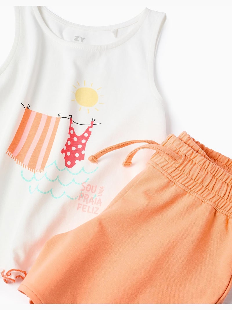 Top senza maniche + pantaloncini in cotone Bianco - Kiabi